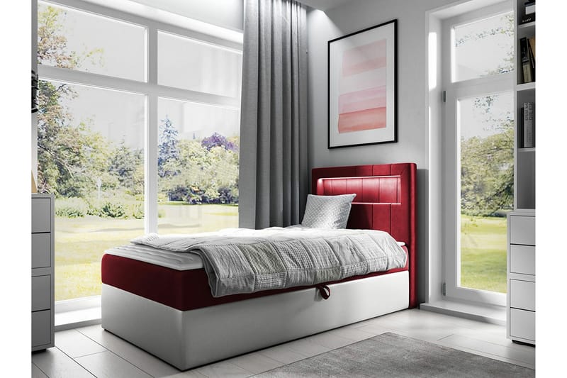 Boisdale Sengeramme 100x200 cm - Rød/Hvid - Sengeramme & sengestel