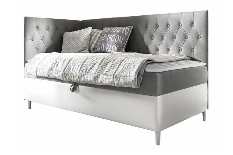 Boisdale Sengeramme 80x200 cm - Hvid/grå/sølv - Sengeramme & sengestel