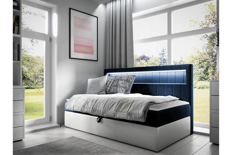Boisdale Sengeramme 80x200 cm - Mørkeblå/Hvid - Sengeramme & sengestel