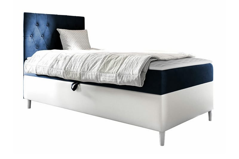 Boisdale Sengeramme 90x200 cm - Blå/Hvid - Sengeramme & sengestel