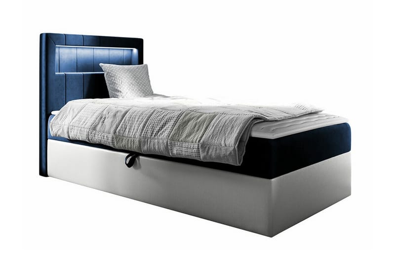 Boisdale Sengeramme 90x200 cm - Blå/Hvid - Sengeramme & sengestel