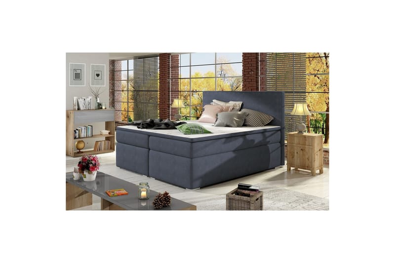 Box Spring Eltap Divalo - Soro 76, Blå, 140x200 cm - Møbler - Senge - Kontinentalsenge