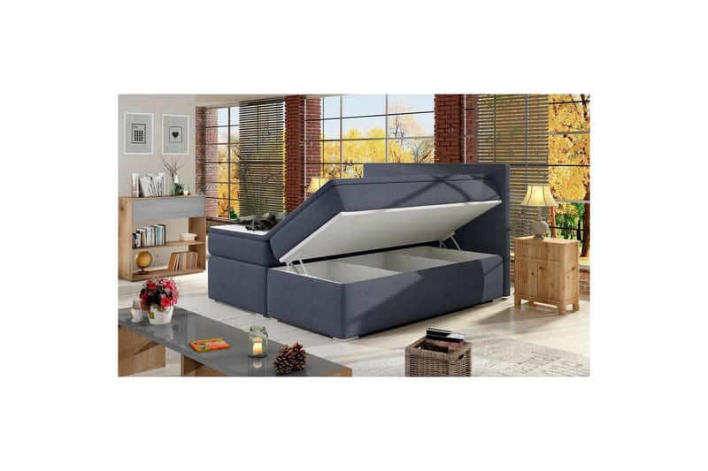 Box Spring Eltap Divalo - Soro 76, Blå, 140x200 cm - Møbler - Senge - Kontinentalsenge