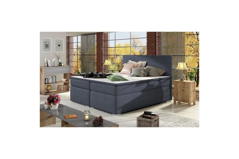 Box Spring Eltap Divalo - Soro 76, Blå, 140x200 cm - Møbler - Senge - Kontinentalsenge