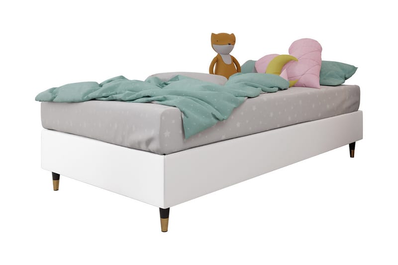 Adeliza Boksseng 120x200 cm - Kunstlæder/Hvid/Træ/Metal - Møbler - Senge - Boxmadras & boxseng