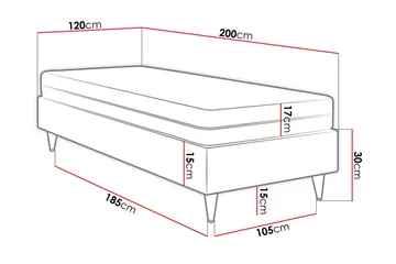 Adeliza Boksseng 120x200 cm - Velour/Blå/Træ/Metal - Møbler - Senge - Boxmadras & boxseng