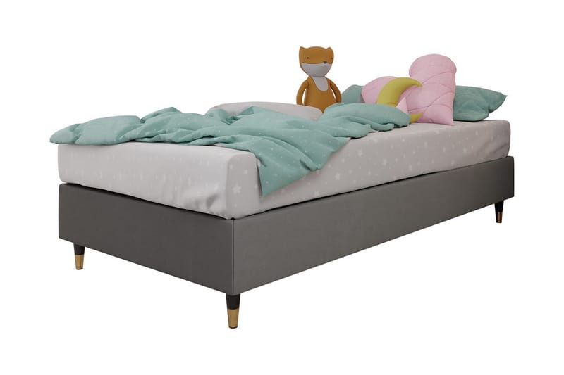 Adeliza Boksseng 120x200 cm - Velour/Grå/Træ/Metal - Møbler - Senge - Boxmadras & boxseng