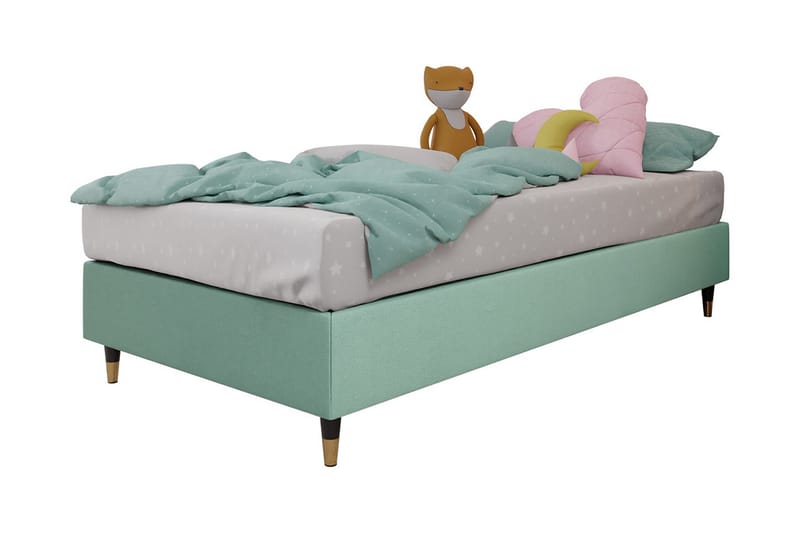 Adeliza Boksseng 120x200 cm - Velour/Lysegrøn/Træ/Metal - Møbler - Senge - Boxmadras & boxseng
