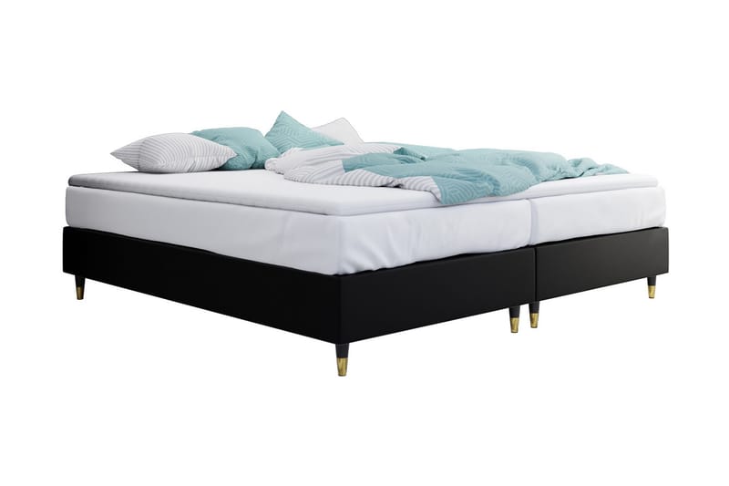 Adeliza Boksseng 140x200 cm, Kunstlæder/Sort/Træ/Metal