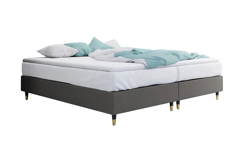 Adeliza Boksseng 140x200 cm, Velour/Grå/Træ/Metal