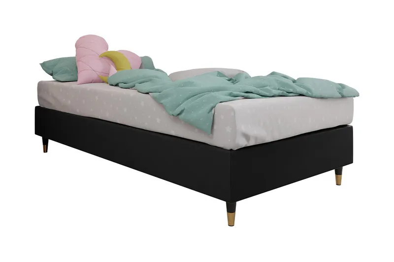 Adeliza Boksseng 80x200 cm - Kunstlæder/Sort/Træ/Metal - Møbler - Senge - Boxmadras & boxseng