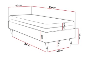 Adeliza Boksseng 80x200 cm - Velour/Grå/Træ/Metal - Møbler - Senge - Boxmadras & boxseng