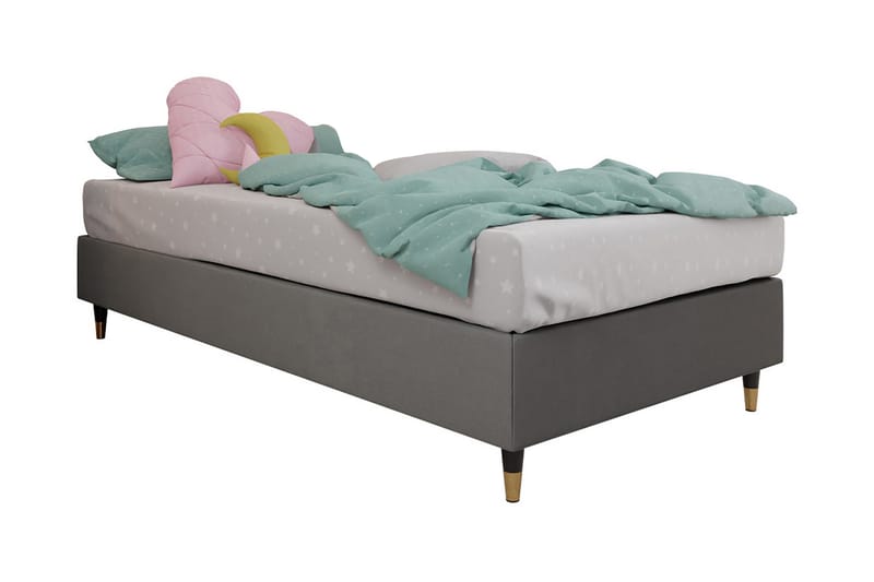 Adeliza Boksseng 80x200 cm - Velour/Grå/Træ/Metal - Møbler - Senge - Boxmadras & boxseng
