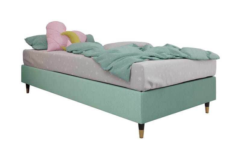 Adeliza Boksseng 80x200 cm - Velour/Lysegrøn/Træ/Metal - Møbler - Senge - Boxmadras & boxseng