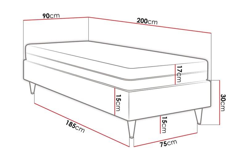 Adeliza Boksseng 90x200 cm - Kunstlæder/Hvid/Træ/Metal - Møbler - Senge - Boxmadras & boxseng