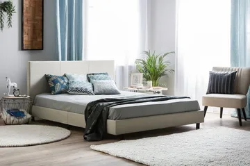 Albi Dobbelt seng 180x200 cm - Beige - Møbler - Senge - Sengeramme & sengestel