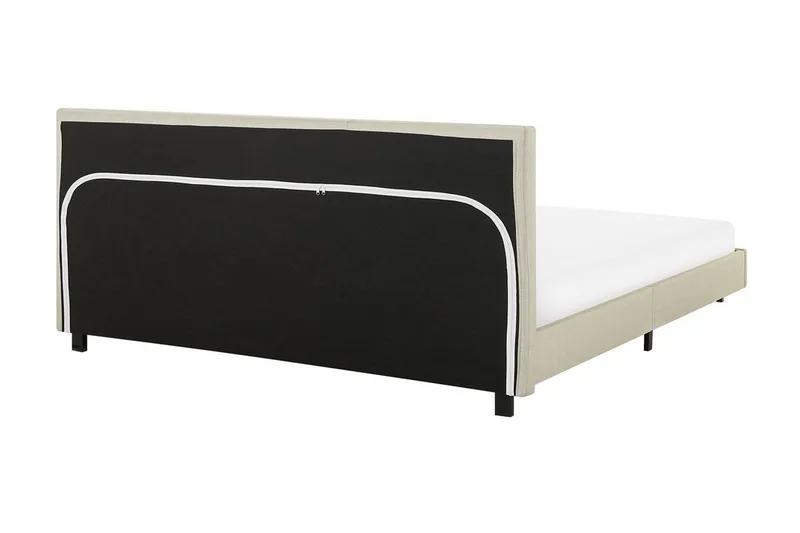 Albi Dobbeltseng 180x200 cm i Stof med Sengegavl - Beige - Møbler - Senge - Sengeramme & sengestel