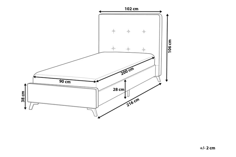 Ambassadør Dobbelt seng 90 | 200 cm - Grå - Boxmadras & boxseng