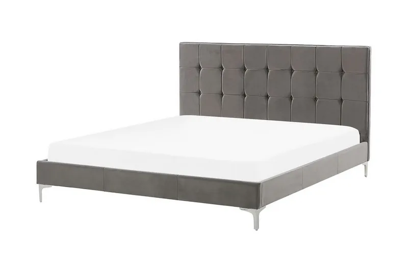 Amberta Boksseng 140x200 cm - Velour/Grå - Møbler - Senge - Boxmadras & boxseng