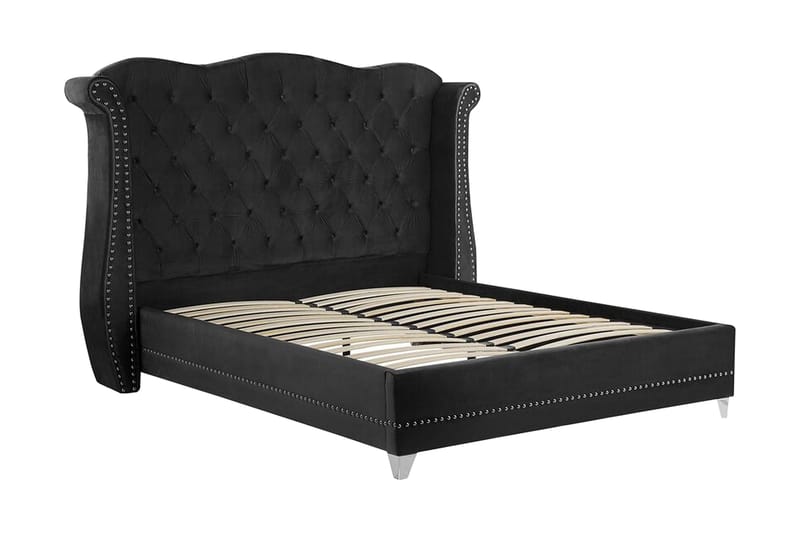 Ayette Dobbeltseng 160x200 cm - Sort/Velour - Møbler - Senge - Boxmadras & boxseng