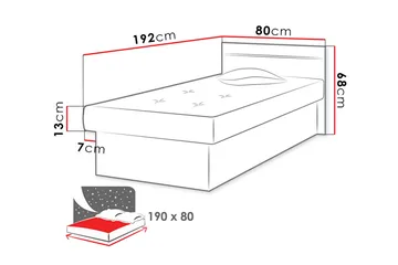 Berta Rammeseng 192x80x68 cm - Møbler - Senge - Sengeramme & sengestel