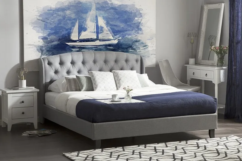 Bordeau | Dobbelt seng 180 | 200 cm - Grå - Møbler - Senge - Boxmadras & boxseng