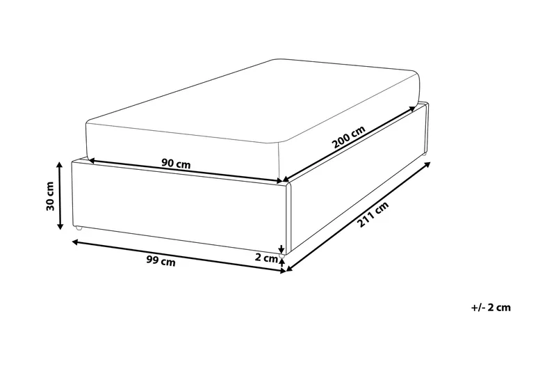 Dinan Dobbelt seng 90 | 200 cm - Beige - Møbler - Senge - Sengeramme & sengestel