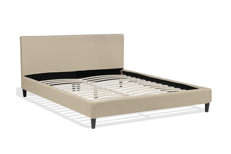 Fitou Sengeramme 160x200 cm i Stof med Sengegavl - Beige - Møbler - Senge - Sengeramme & sengestel
