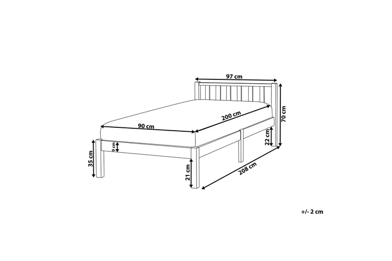 Florac Sengeramme 90x200 cm - Hvid - Boxmadras & boxseng