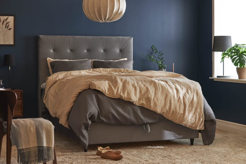 Glad Pluss sengepakke Boksseng 90x200 - Beige - Møbler - Senge - Boxmadras & boxseng