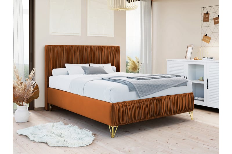 Gortin Rammeseng 140x200 cm - Orange - Møbler - Senge - Boxmadras & boxseng