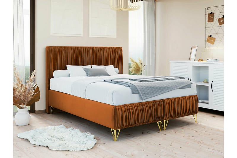 Gortin Rammeseng 160x200 cm - Orange - Møbler - Senge - Boxmadras & boxseng