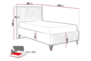 Gortin Rammeseng 80x200 cm - Møbler - Senge - Komplet sengepakke