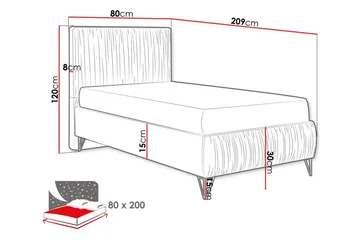 Gortin Rammeseng 80x200 cm - Møbler - Senge - Komplet sengepakke