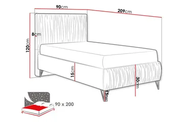 Gortin Rammeseng 90x200 cm - Møbler - Senge - Komplet sengepakke