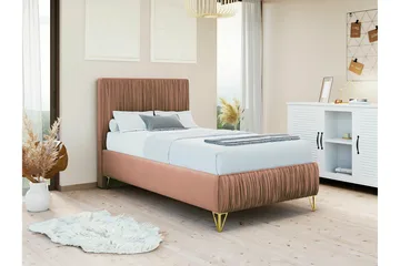 Gortin Sengeramme 80x200 cm i Stof med Sengegavl - Rosa - Møbler - Senge - Sengeramme & sengestel