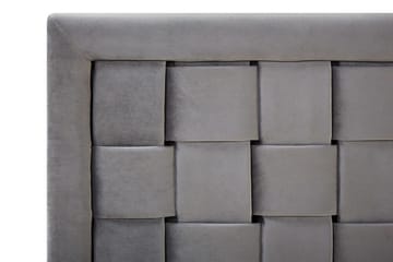 Holabo Sengepakke 140x200 cm i Fløjl med Sengegavl + Topmadras - Grå - Møbler - Senge - Sengeramme & sengestel