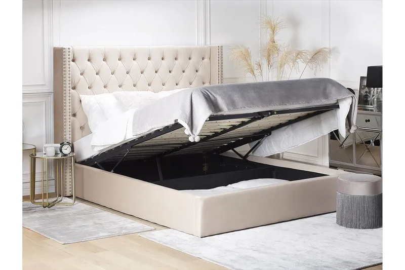 Kymmen Dobbeltseng 160x200 cm - Beige - Møbler - Senge - Boxmadras & boxseng