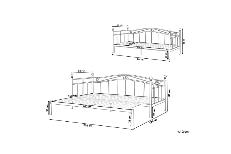 Lutebo Seng 160x200 cm - Sort - Familieseng - Boxmadras & boxseng