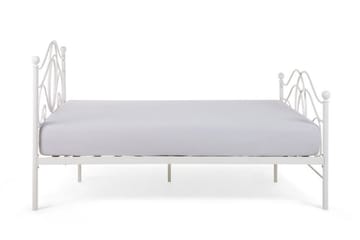 Lyra Dobbeltseng 160x200 cm i Metal med Sengegavl - Hvid - Møbler - Senge - Sengeramme & sengestel