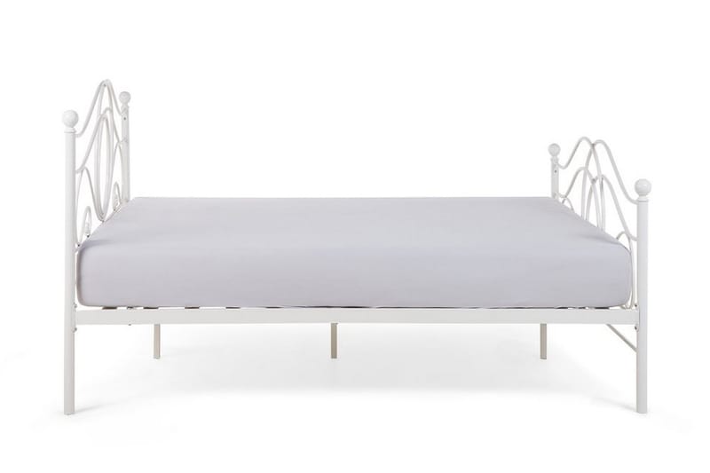 Lyra Dobbeltseng 160x200 cm i Metal med Sengegavl - Hvid - Møbler - Senge - Sengeramme & sengestel