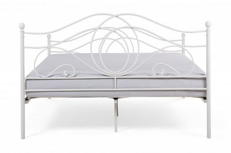 Lyra Dobbeltseng 160x200 cm i Metal med Sengegavl - Hvid - Møbler - Senge - Sengeramme & sengestel