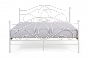 Lyra Dobbeltseng 160x200 cm i Metal med Sengegavl - Hvid - Møbler - Senge - Sengeramme & sengestel