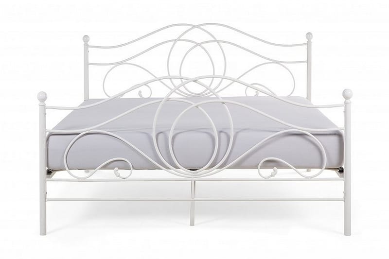Lyra Dobbeltseng 160x200 cm i Metal med Sengegavl, Hvid