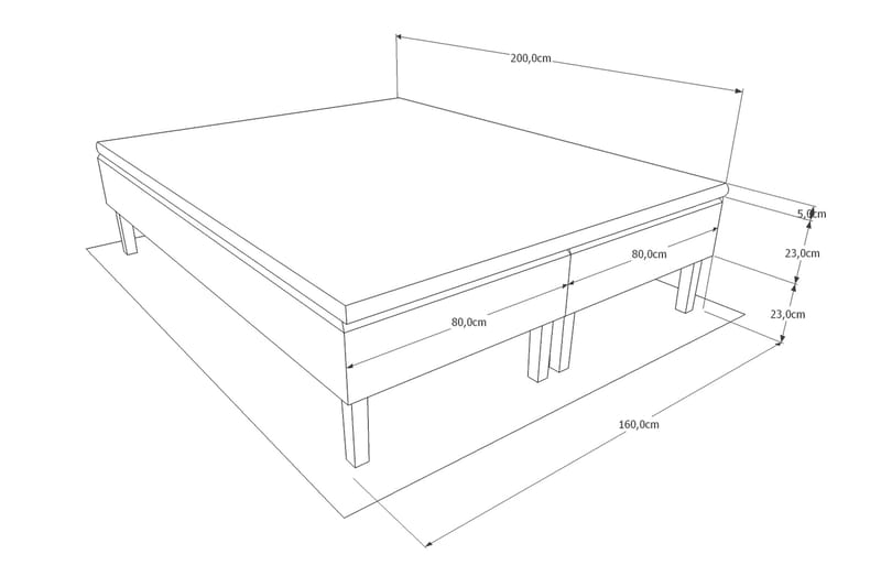 Prime Komplet Sengepakke 160x200 - Mørkegrå - Komplet sengepakke - Dobbeltsenge - Boxmadras & boxseng