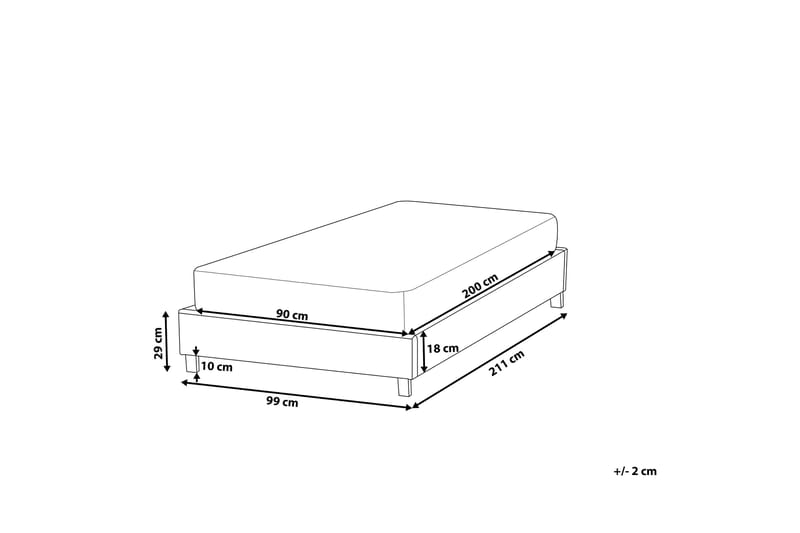 Roanne Dobbelt seng 90 | 200 cm - Grå - Boxmadras & boxseng