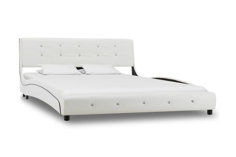 seng med madras 140 x 200 cm kunstlæder hvid - Komplet sengepakke - Boxmadras & boxseng