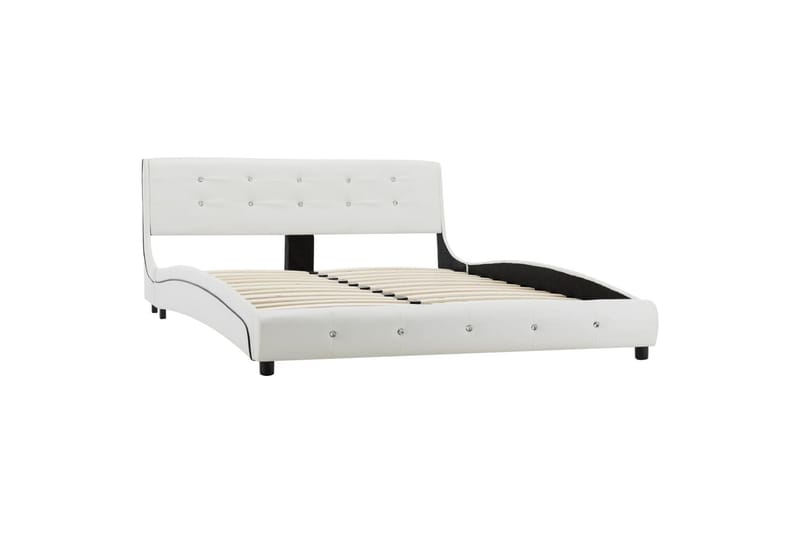 seng med madras i memoryskum 140 x 200 cm kunstlæder hvid - Komplet sengepakke - Boxmadras & boxseng