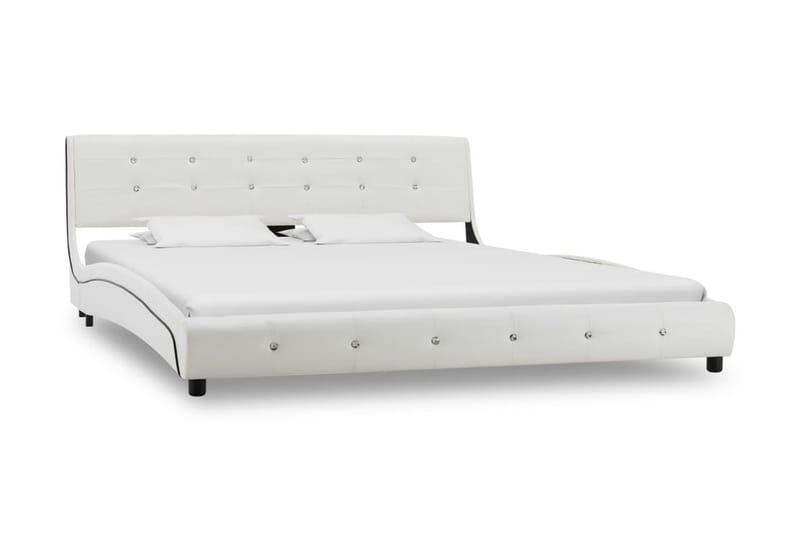 seng med madras i memoryskum 160 x 200 cm kunstlæder hvid - Komplet sengepakke - Boxmadras & boxseng
