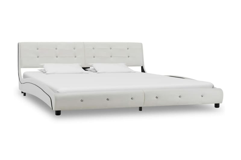 seng med madras i memoryskum 180 x 200 cm kunstlæder hvid - Komplet sengepakke - Boxmadras & boxseng